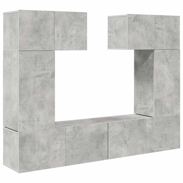 vidaXL Ensemble de meuble TV 6 Pièces Gris béton Bois d'ingénierie