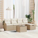 vidaXL Ensemble de canapé de jardin 6 Pièces Beige Poly rotin
