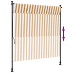 vidaXL Store roulant d'extérieur orange et blanc 200x270cm tissu acier
