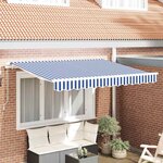 vidaXL Toile de rechange pour store banne Bleu et blanc 350 x 200 cm