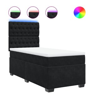 vidaXL Sommier à lattes de lit avec matelas Noir 90x200 cm Velours