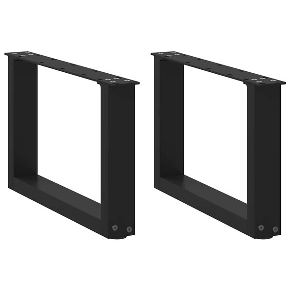 vidaXL Pieds de table basse en U  2 pièces  noir  50 x (30-31) cm  acier
