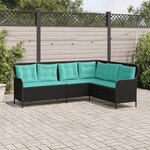 vidaXL Canapé de jardin avec coussins forme de L noir résine tressée