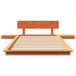 vidaXL Cadre de lit au sol avec tables de chevet Marron ciré 100x200cm en bois massif
