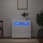 vidaXL Buffet avec lumières LED blanc brillant 80x35x75 cm