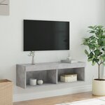vidaXL Meuble TV avec lumières LED gris béton 100x30x30 cm