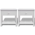 vidaXL Table de chevet 2 Pièces Bois Blanc