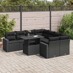 vidaXL Salon de jardin 9 Pièces avec coussins noir résine tressée