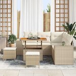 vidaXL Ensemble de canapé de jardin avec coussin 8 Pièces Beige polyrotin
