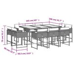 vidaXL Ensemble à manger de jardin et coussins 11 Pièces marron rotin