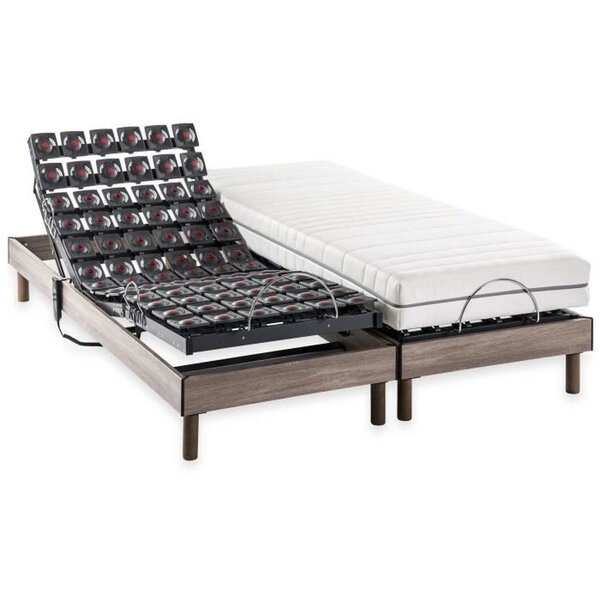 Ensemble matelas + sommier relaxation électrique - 2 x 90 x 200 cm - Matelas ressorts ensachés