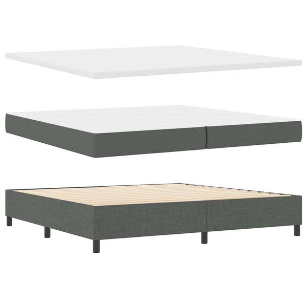vidaXL Lit à ressorts avec matelas Gris foncé 200 x 200 cm tissu