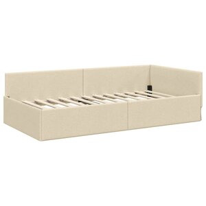 vidaXL Cadre de lit d'angle Crème 90 cm x 200 cm tissu