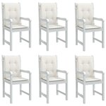 vidaXL Coussins de chaise à dossier bas lot de 6 crème mélangé tissu