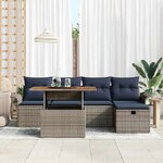 vidaXL Ensemble de canapé de jardin avec coussin 6 Pièces Gris polyrotin