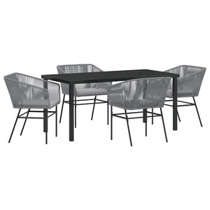 vidaXL Ensemble de salle à manger pour jardin avec coussin 5 Pièces Gris