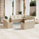 vidaXL Salon de jardin 11 Pièces avec coussins beige résine tressée