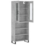 vidaXL Buffet haut Gris béton 69 5x34x180 cm Bois d'ingénierie
