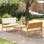 vidaXL Ensemble de canapé de jardin 3 pièces avec des coussins en bois d'acacia solide.