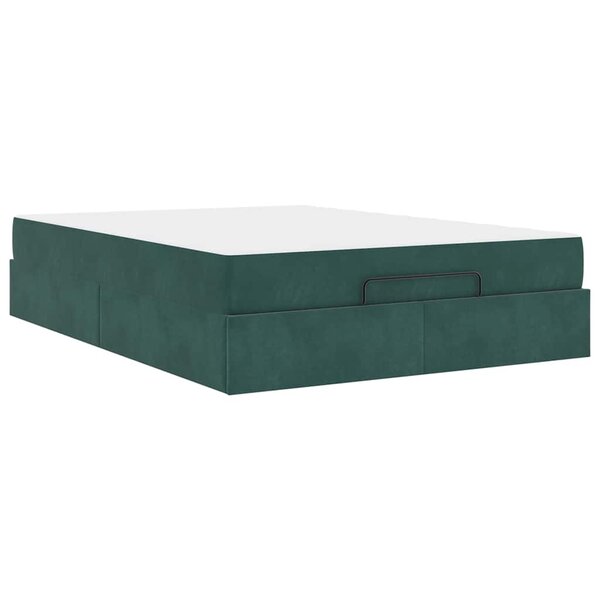 vidaXL Cadre de lit Vert foncé 140 x 200 cm Velours