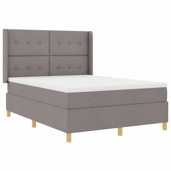vidaXL Lit à ressorts avec bandes LED Taupe 140 x 190 cm tissu