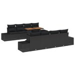 vidaXL Ensemble de canapé de jardin 7 pièces avec coussins noir en poly rotin