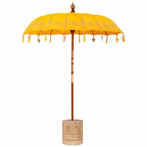 vidaXL Parasol balinais 260 Jaune 180-190 cm Coton et bois massif