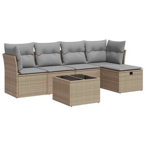 vidaXL Salon de jardin avec coussins 6 Pièces beige résine tressée