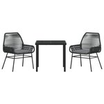 vidaXL Ensemble de repas de jardin de 3 pièces avec coussins en rattan poly noir
