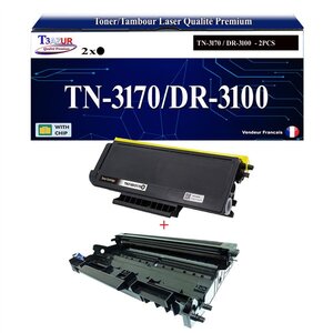 Kit Tambour+Toner compatibles avec Brother TN3170  DR3100 pour  pour Brother MFC-8460  MFC-8460N  MFC-8860DN  MFC-8870DW Noir