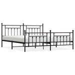 vidaXL Cadre de lit métal sans matelas avec pied de lit noir 200x200cm