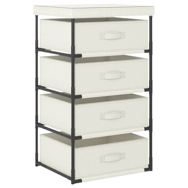 vidaXL Étagère de rangement avec 4 paniers en tissu Acier Crème