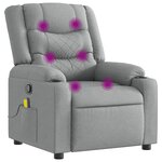 vidaXL Fauteuil inclinable de massage en tissu gris clair