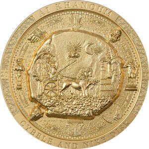 Monnaie BACTRIAN CYBELE DISK Gilded Archeology Symbolism 3 Oz Argent 20$ Cook Islands 2021