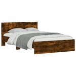 vidaXL Cadre de lit avec tête de lit et LED chêne fumé 140x200 cm