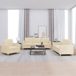 vidaXL Ensemble de canapés 3 Pièces avec coussins Crème Tissu