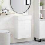 vidaXL Meuble de salle de bain avec robinet Blanc brillant