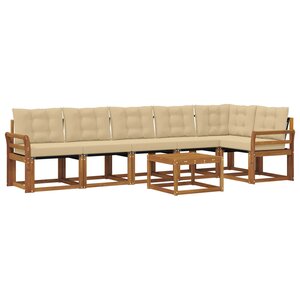 vidaXL Ensemble de canapés d'extérieur 7 pc Naturel et Beige