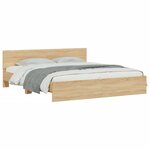 vidaXL Cadre de lit avec tête de lit et LED chêne sonoma 180x200 cm