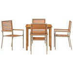 Ensemble de salle à manger de jardin 5 pièces en poly rotin beige et acacia