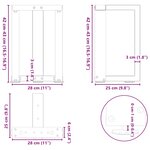 vidaXL Pieds de table basse en T  2 pièces  blanc  28 x 25 x (42-43) cm  acier