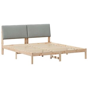 vidaXL Cadre de lit avec tête de lit Marron et gris clair 200 x 200 cm