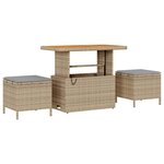 Canapé de jardin 11 pièces avec coussins beige poly rotin acacia