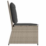 vidaXL Banc inclinable de jardin et coussins gris clair résine tressée