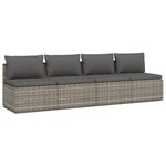 vidaXL Salon de jardin 4 Pièces avec coussins Gris Résine tressée
