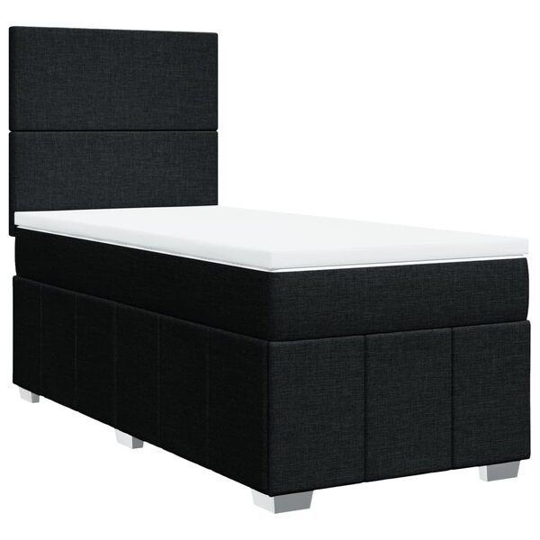 vidaXL Sommier à lattes de lit avec matelas Noir 100x200 cm Tissu