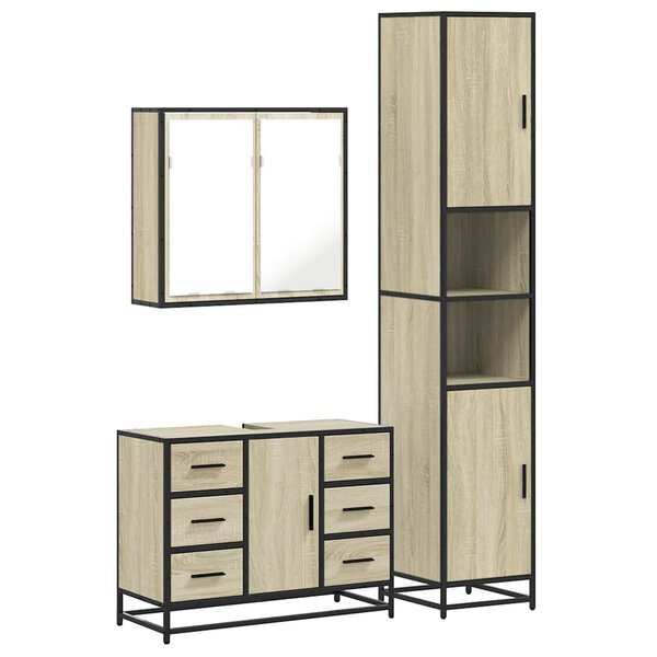 vidaXL Ensemble de meubles de salle de bain 3 Pièces chêne sonoma
