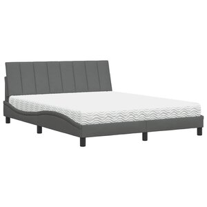 vidaXL Lit avec matelas Hanko gris foncé 160x200 cm tissu