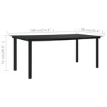 vidaXL Table à manger de jardin Noir 190x90x74 cm Acier et verre