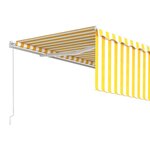 vidaXL Auvent manuel rétractable avec store 4x3 m Jaune et blanc
